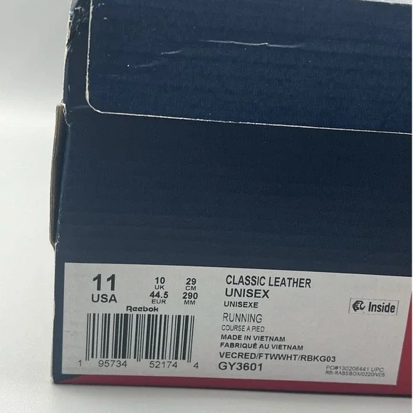 Reebok Classic Leather Vector Red Retro Shoes - Men's Size 11 NEW - Picture 8 of 8